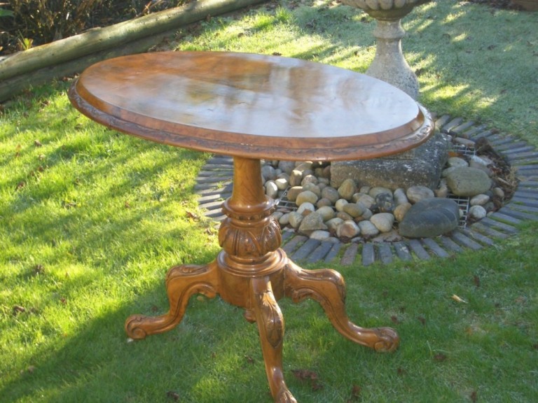 Antique Burr Walnut Oval Side Table