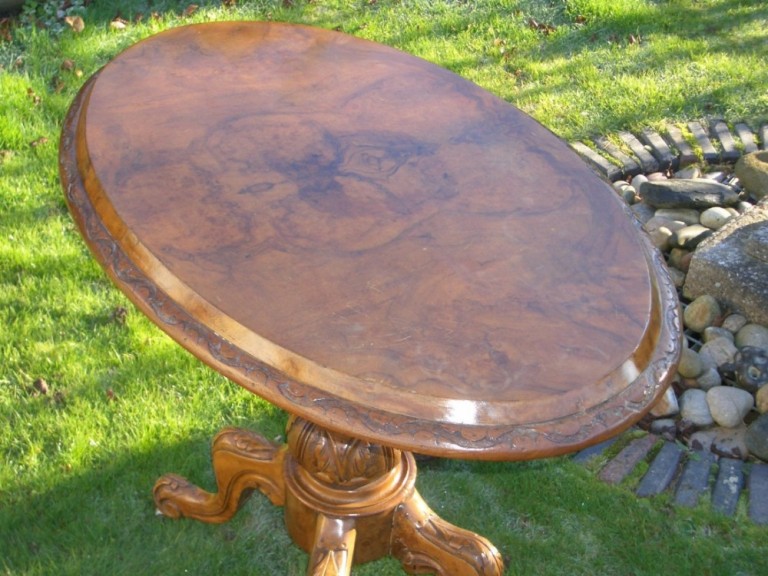 Antique Burr Walnut Oval Side Table