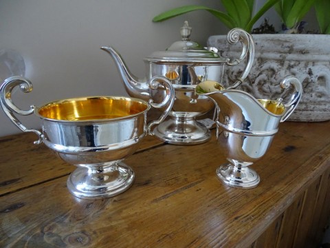Art Deco Bachelors Silver Three Piece Tea Set