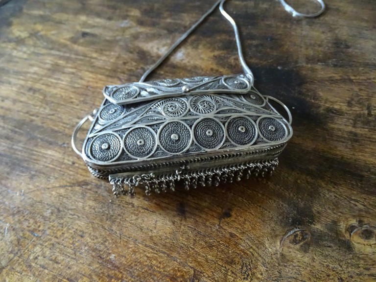Antique Continental Silver Filigree Purse Handbag