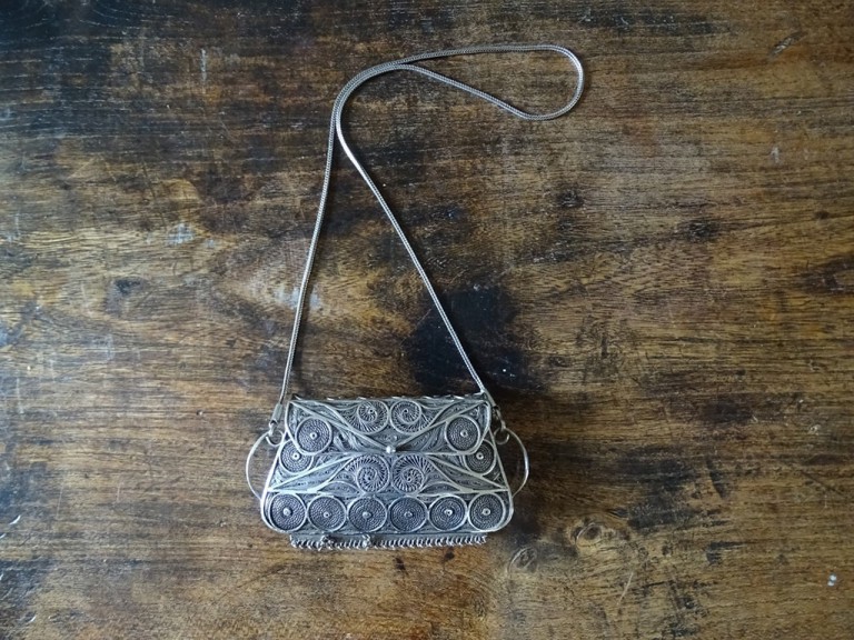 Antique Continental Silver Filigree Purse Handbag