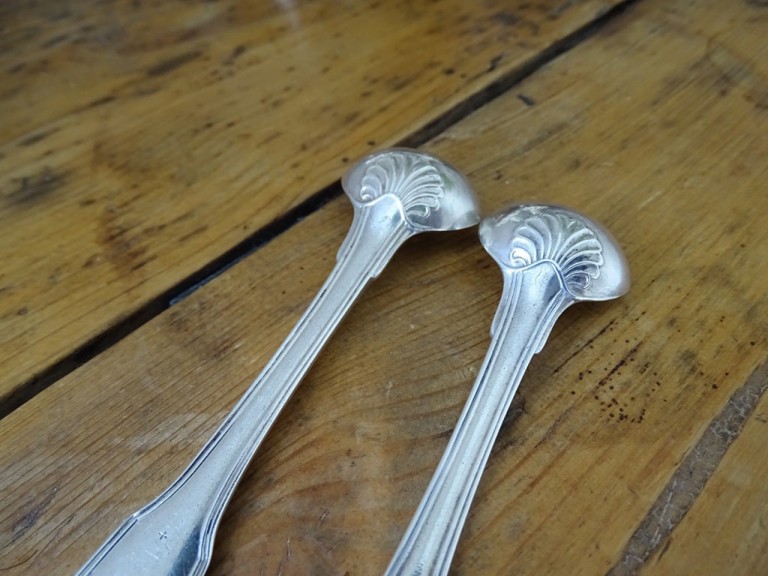 Antique Silver Mustard Spoons - Pair