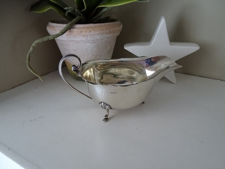 Antique Silver Gravy Sauce Boat