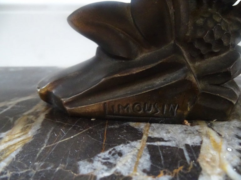 Antique French Art Deco Spelter Antelope Leaping Figures Signed Limousin