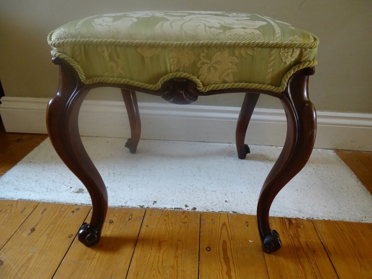 Antique Victorian Mahogany Cabriole Leg Tall Stool