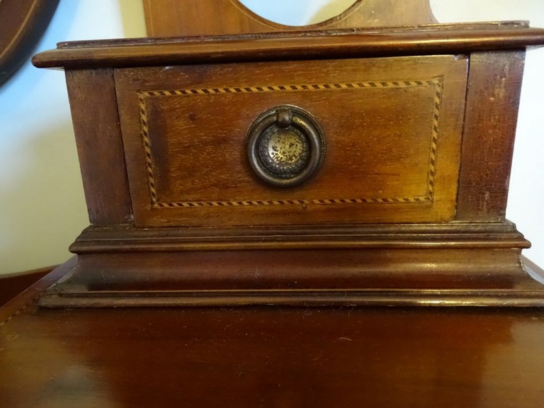 Antique Edwardian Inlaid Mahogany Triple Mirror Dressing Table