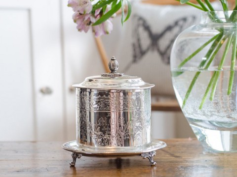 Antique Victorian Silver Plated Biscuit Barrel