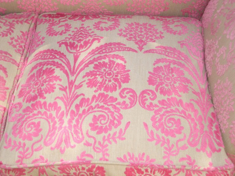 Antique Victorian Two Seater Drop End Sofa Dusky Pink