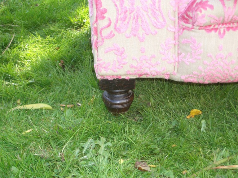 Antique Victorian Two Seater Drop End Sofa Dusky Pink