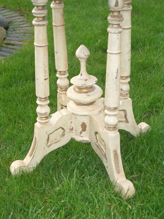 Antique Victorian Painted Four Pedestal Side Table