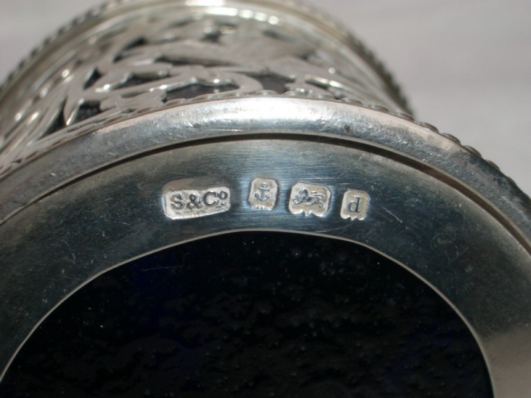 Large Antique Silver Mustard Pot Decorated With Birds And Flowers Birmingham 1903
