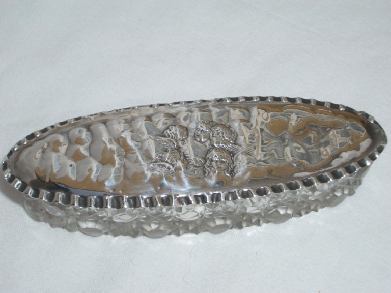 Stunning Antique Silver And Glass Winged Cherub Trinket Box William Hair Haseler 1904