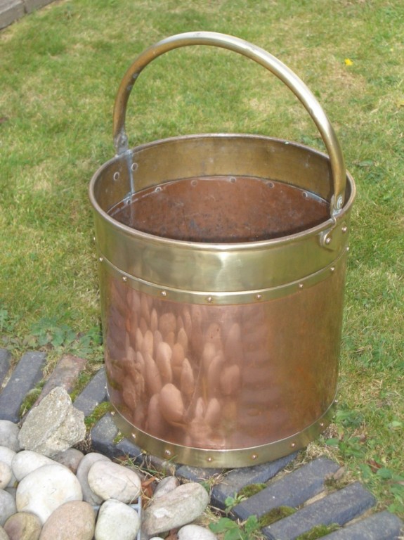 Antique Victorian Copper And Brass Coal Bucket