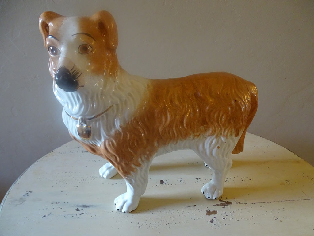 Antique Large Staffordshire Porcelain Dog