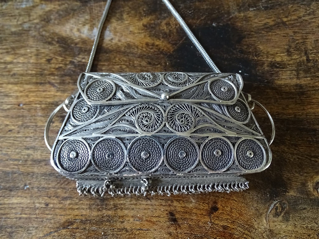 Antique Continental Silver Filigree Purse Handbag