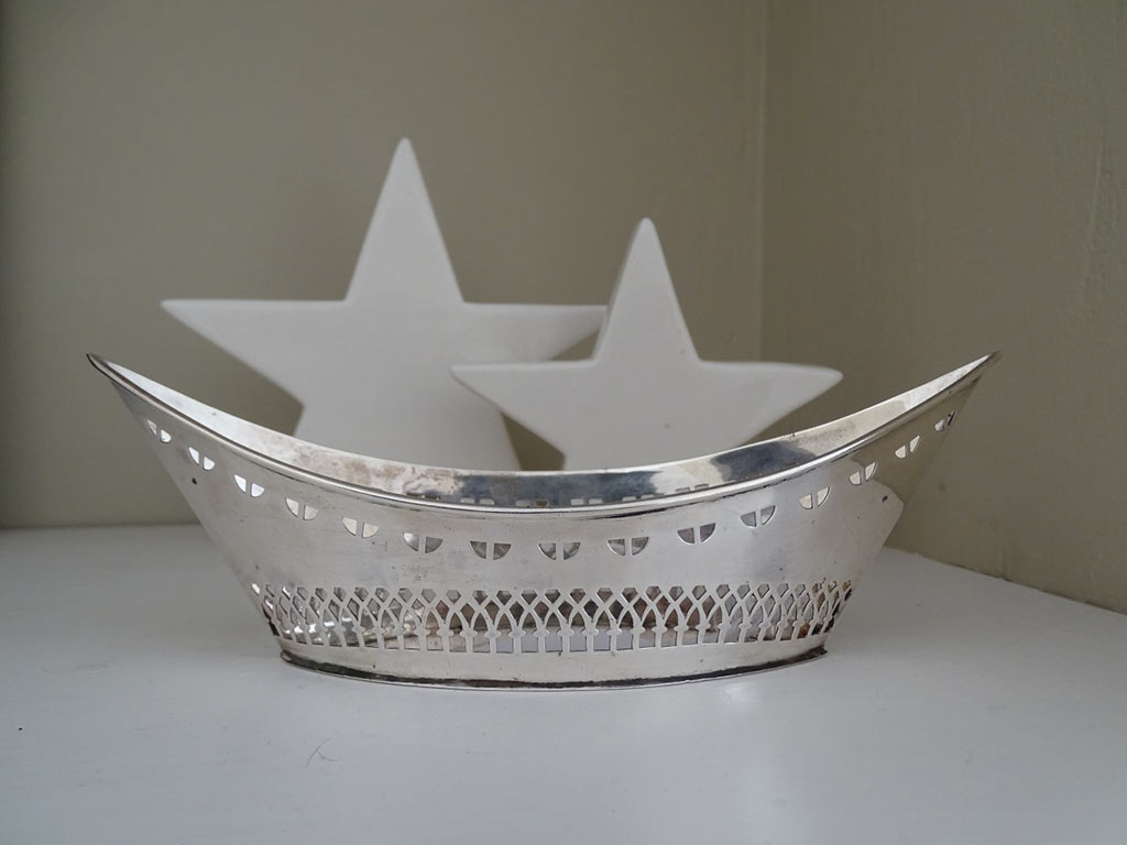 Antique Silver Boat Shaped Dish