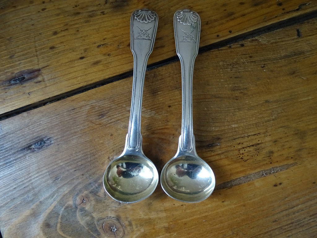 Antique Silver Mustard Spoons - Pair